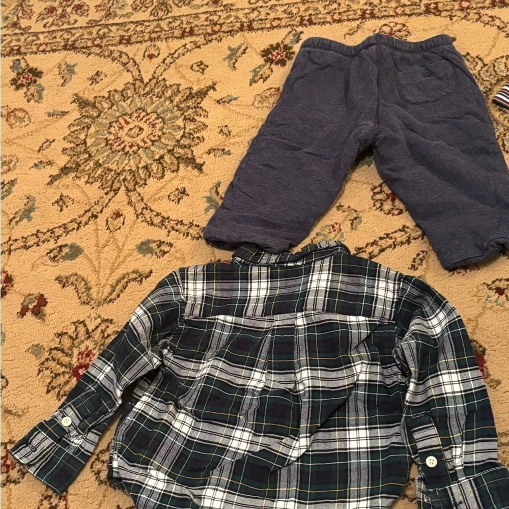 Baby Clothing Set with Stripes and Plaid lot of 8 sizes ranging from 6-12 months